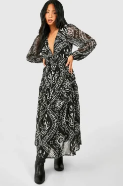 Skater Dresses*boohoo Petite Paisley Midaxi Dress mono