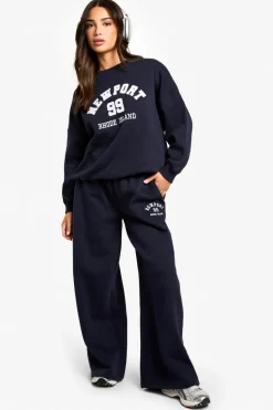 Sweatshirts|Athleisure*boohoo Petite Newport Applique Oversized Sweatshirt navy