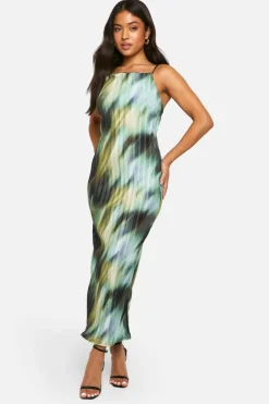 Bodycon Dresses|Maxi Dresses*boohoo Petite Plisse Abstract Bandeau Maxi Dress blue