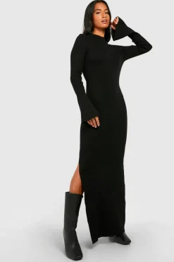 Jumper Dresses|Jumper Dresses*boohoo Petite Premium Rib Knit Maxi Dress black