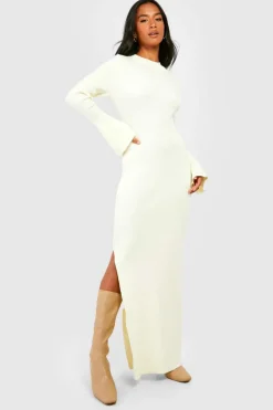 Jumper Dresses|Jumper Dresses*boohoo Petite Premium Rib Knit Maxi Dress cream