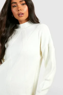 Jumper Dresses|Jumper Dresses*boohoo Petite Roll Neck Knitted Jumper Dress ivory