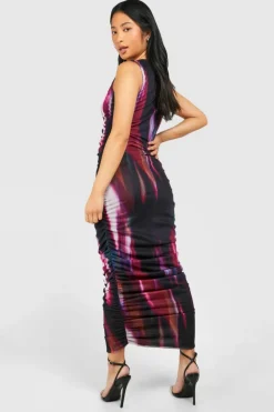 Bodycon Dresses*boohoo Petite Ruched Mesh Midaxi Dress multi