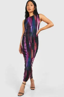 Bodycon Dresses*boohoo Petite Ruched Mesh Midaxi Dress multi