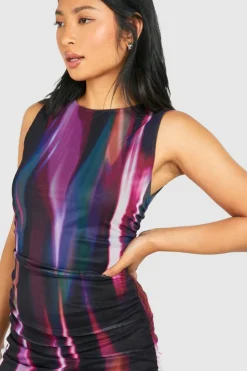 Bodycon Dresses*boohoo Petite Ruched Mesh Midaxi Dress multi