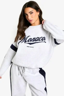 Sweatshirts|Athleisure*boohoo Petite Santa Monaco Panel Detail Oversized Sweatshirt grey