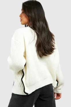 Cardigans|Jumpers & Cardigans*boohoo Petite Scallop Edge Detail Cardigan ivory