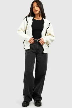 Cardigans|Jumpers & Cardigans*boohoo Petite Scallop Edge Detail Cardigan ivory