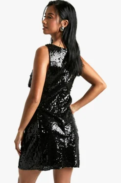 Bodycon Dresses|Mini Dresses*boohoo Petite Sequin Cut Out Mini Dress black