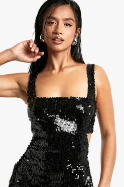 Bodycon Dresses|Mini Dresses*boohoo Petite Sequin Cut Out Mini Dress black