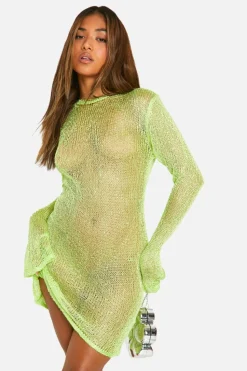 Jumper Dresses|Jumper Dresses*boohoo Petite Sequin Knit Low Back Mini Dress green