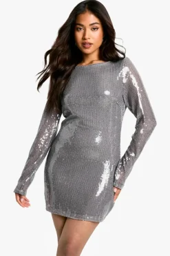 Bodycon Dresses*boohoo Petite Sequin Open Back Mini Dress mauve