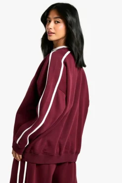 Sweatshirts|Athleisure*boohoo Petite Side Stripe Sweatshirt burgundy