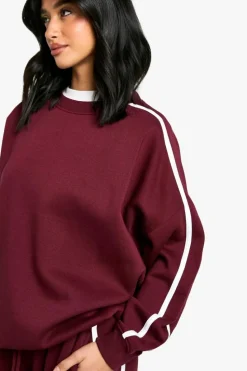Sweatshirts|Athleisure*boohoo Petite Side Stripe Sweatshirt burgundy