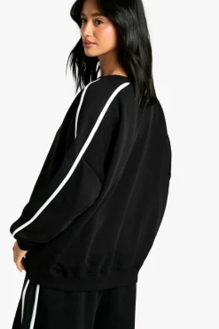 Sweatshirts|Hoodies & Sweatshirts*boohoo Petite Side Stripe Sweatshirt black