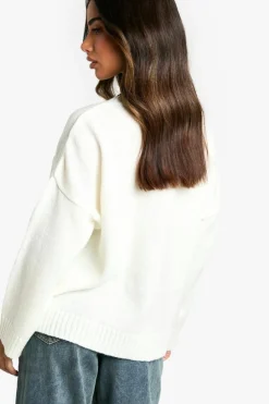 Jumpers*boohoo Petite Since 97 Crew Neck Knit Jumper cream