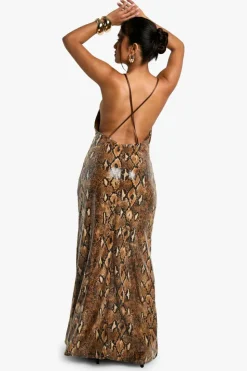 Maxi Dresses|Dresses*boohoo Petite Sequin Cowl Maxi Dress snake