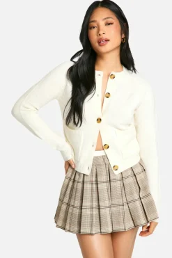 Cardigans|Jumpers & Cardigans*boohoo Petite Soft Knit Boxy Cardigan With Pockets ecru