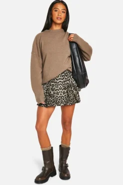 Jumpers|Knitwear*boohoo Petite Soft Knit Crew Neck Longline Jumper taupe