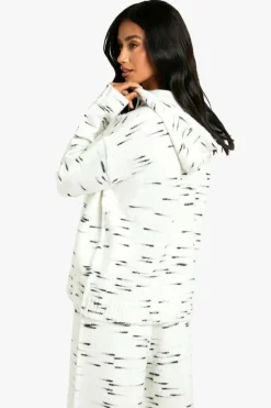Jumpers*boohoo Petite Soft Knit Marl Oversized Knitted Hoody ecru