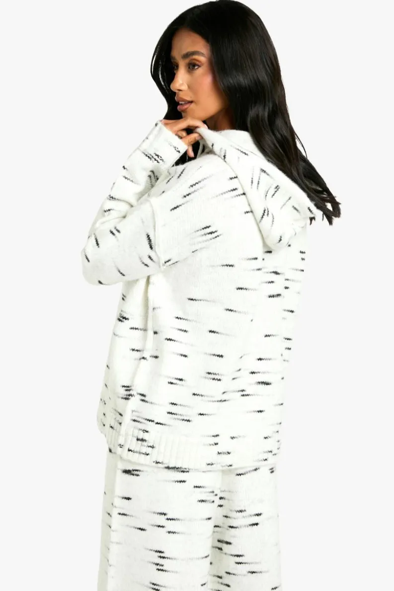 Jumpers*boohoo Petite Soft Knit Marl Oversized Knitted Hoody ecru