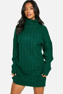 Jumper Dresses|Jumper Dresses*boohoo Petite Soft Rib Roll Neck Jumper Dress bottle