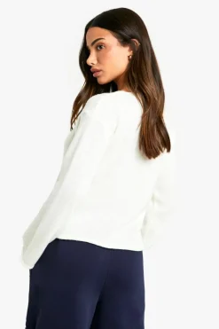 Jumpers|Jumpers & Cardigans*boohoo Petite Star Roll Neck Knit Jumper cream