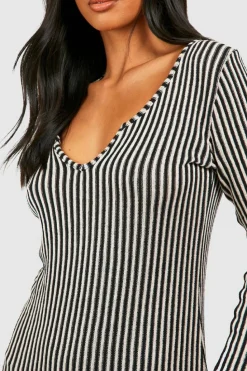Bodycon Dresses*boohoo Petite Tonal Rib Notch Neck Column Maxi Dress natural