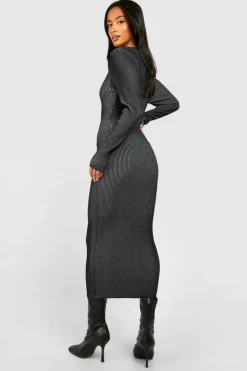 Jumper Dresses|Jumper Dresses*boohoo Petite Two Tone Rib Maxi Dress black