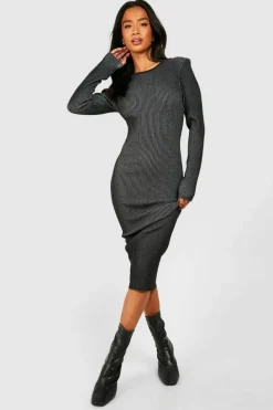 Jumper Dresses|Jumper Dresses*boohoo Petite Two Tone Rib Maxi Dress black
