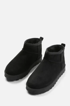 All Boots|Boots*Where's That From Pine' Faux Fur Lining Ankle Boots Black