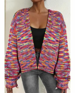 Cardigans*Azura Exchange Confetti Drop Shoulder Open Front Cardigan Pink