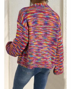 Cardigans*Azura Exchange Confetti Drop Shoulder Open Front Cardigan Pink