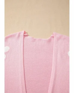 Cardigans*Azura Exchange Floral Print Knitted Open Front Loose Cardigan Pink