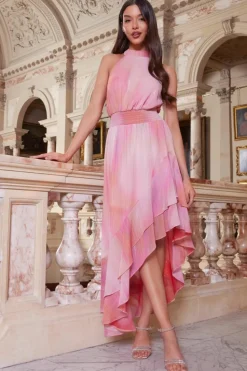 Midi Dresses*Quiz Ombre Chiffon Midi Dress Pink