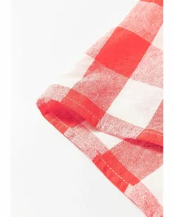 Shirt Dresses*Azura Exchange Oversized Plaid Puff Sleeve Round Hem Shirt Dress Pink