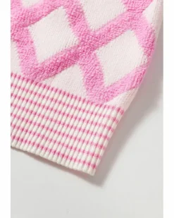 Cardigans*Azura Exchange Rhombus Pattern Knit Open Front Pocketed Cardigans Pink