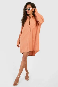 Shirt Dresses*boohoo Pinstripe Ultimate Oversized Shirt Dress rust