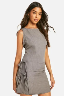 Wrap Dresses*boohoo Pinstripe Wrap Front Mini Dress mocha