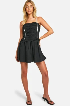 Skater Dresses*boohoo Plain Contrast Mini Dress black