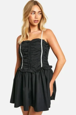 Skater Dresses*boohoo Plain Contrast Mini Dress black
