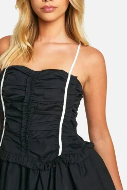 Skater Dresses*boohoo Plain Contrast Mini Dress black