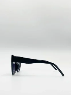 Sunglasses*SVNX Plastic Frame Oversized Cat Eye Sunglasses Black