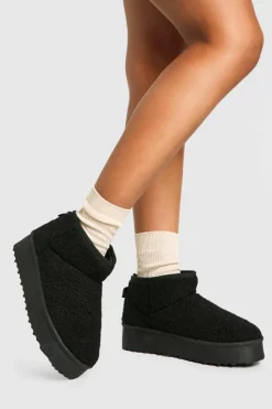 Cosy Boots*boohoo Platform Borg Cosy Boots black