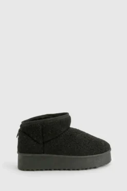 Cosy Boots*boohoo Platform Borg Cosy Boots black