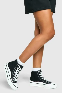 Trainers*boohoo Platform Chunky High Top Lace Up Trainers black