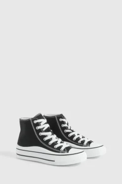 Trainers*boohoo Platform Chunky High Top Lace Up Trainers black