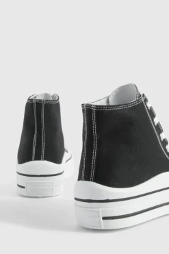 Trainers*boohoo Platform Chunky High Top Lace Up Trainers black