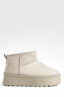 Cosy Boots|All Boots*boohoo Platform Faux Fur Lined Boots mocha