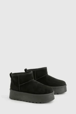 Cosy Boots|All Boots*boohoo Platform Faux Fur Lined Boots black
